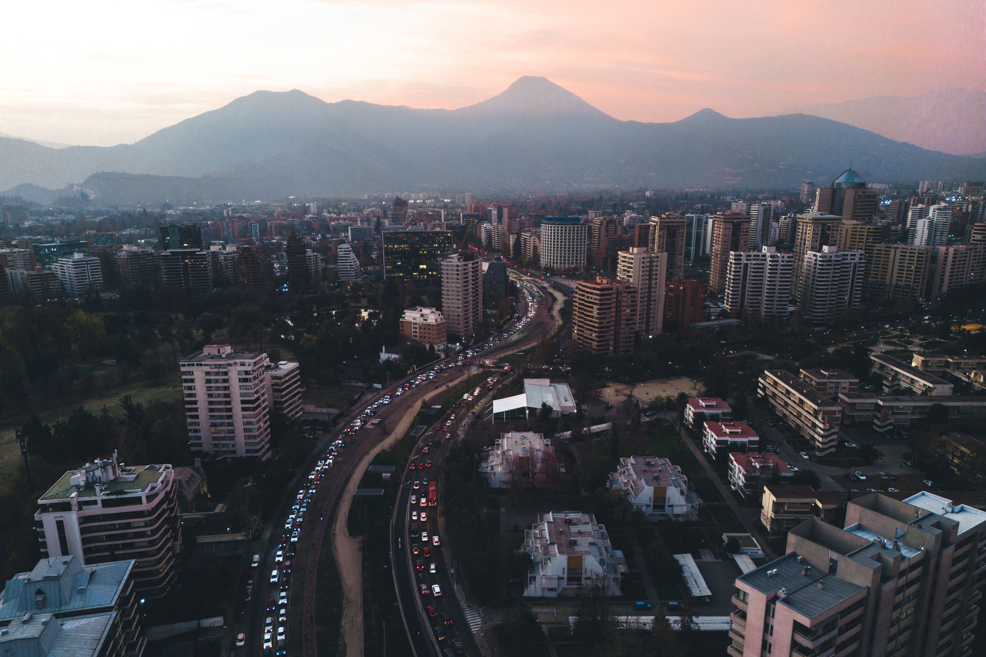 Sunset in Santiago de Chile